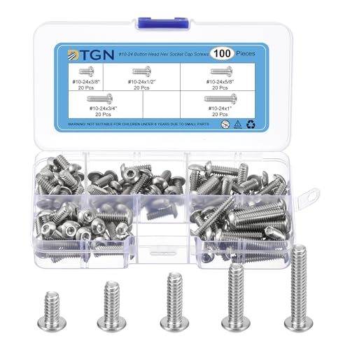 DTGN 100-teiliges #10-24 Innensechskantschrauben-Set mit Innensechskantkopf – 3/8 Zoll, 1/2 Zoll, 5/8 Zoll, 3/4 Zoll, 1 Zoll, 304 Edelstahl, UNC-Gewinde DTGN 100-teiliges #10-24 Innensechskantschrauben-Set mit Innensechskantkopf – 3/8 Zoll, 1/2 Zoll, 5/8 Zoll, 3/4 Zoll, 1 Zoll, 304 Edelstahl, UNC-Gewinde von DTGN