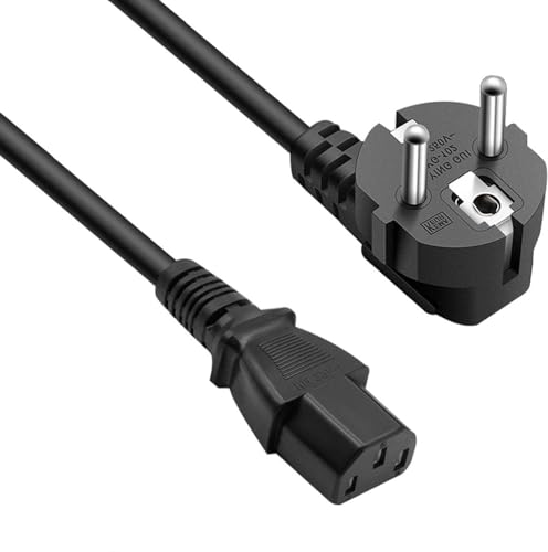 DTK Netzkabel, 1,2M Kaltgerätestecker IEC 320 C13 H05VV-F 3 * 0.75mm² Kabel, 3 Polig Kaltgerätekabel für Kaltgeräte Drucker,PC,Monitor,TV,Beamer,PS3 / PS4 PRO,DJ-Equipment,Bühnentechnik, Schwarz von DTK