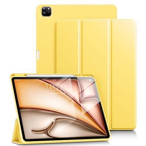 DTTO Für iPad Pro 12,9 Zoll 6. / 5. / 4. / 3. Generation Hülle 2022/2021/2020/2018 mit Stifthalter, Smart Slim Trifold Ständer Cover mit weicher TPU-Rückseite, Auto Wake/Sleep, Gelb von DTTO