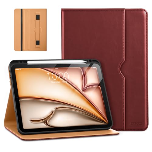 DTTO Hülle für iPad Air 11 Zoll M3/M2 (2025/2024), iPad Air 5./4. Generation Hülle (2022/2020), Premium Leder Geschäft Folio Ständer Cover mit Stifthalter, Burgunderrot von DTTO