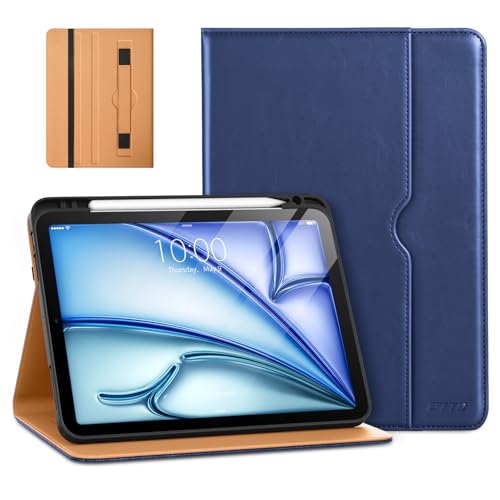 DTTO Hülle für iPad Air 11 Zoll M3/M2 (2025/2024), iPad Air 5./4. Generation Hülle (2022/2020), Premium Leder Geschäft Folio Ständer Cover mit Stifthalter, Marineblau von DTTO