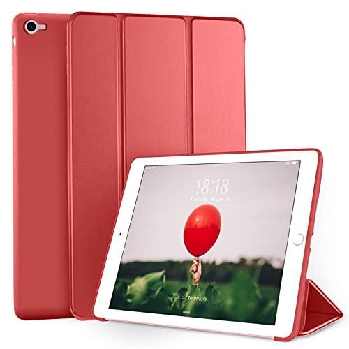 DTTO Hülle für iPad Air 2 (2014 Release), Ultradünn Leichte Stand Schutzhülle Shell mit Flexibler Weicher TPU-Rückseite für Apple iPad Air 2 (Modell A1566/A1567), Rot von DTTO