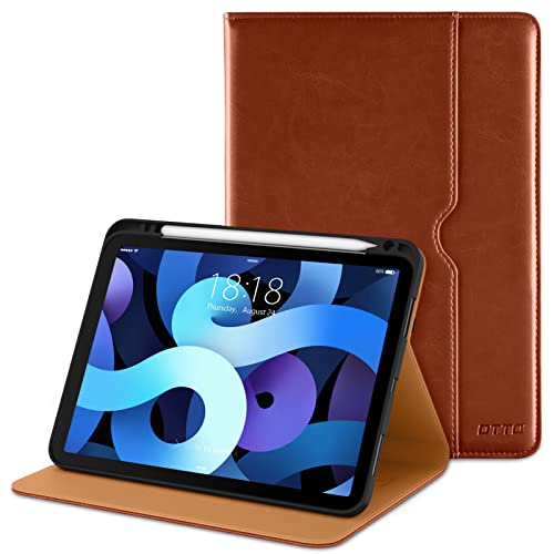 DTTO Kompatibel mit iPad Air 4 Hülle, Premium Leder Business Folio Stand Cover mit integriertem Apple Pencil Halter – mehrere Betrachtungswinkel für iPad 10,9 Zoll 2020, dunkelbraun von DTTO