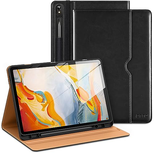 DTTO Samsung Galaxy Tab S9 11 Zoll Hülle 2023 Release [SM-X710/X716B/X718U], Premium Leder Business Folio Stand Cover mit S-Pen Halter, Auto Sleep/Wake für Galaxy Tab S9 11 Zoll Tablet, Schwarz von DTTO