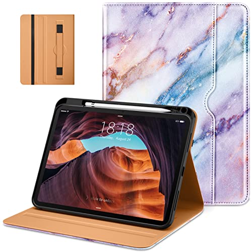 DTTO Schutzhülle für iPad (A16) 11. Generation 2025, iPad 10. Generation Hülle 10,9 Zoll 2022, Premium Leder Business Folio Stand Cover mit Stifthalter - Auto Wake/Sleep, Marmor Rosa von DTTO