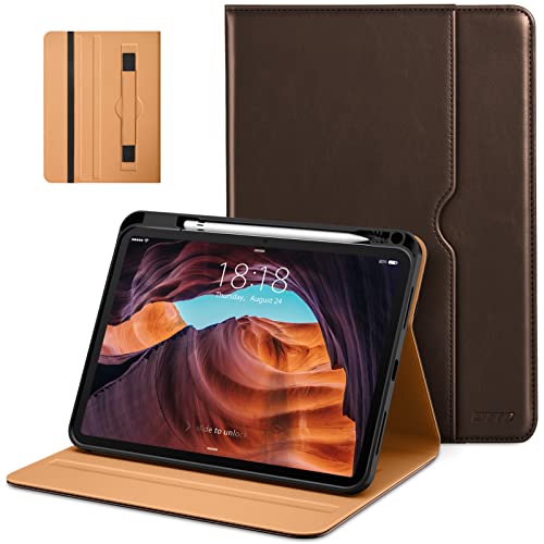 DTTO Schutzhülle für iPad 10. Generation 10,9 Zoll 2022, Premium Leder Business Folio Stand Cover mit Stifthalter – Auto Wake/Sleep und mehrere Betrachtungswinkel, Dunkelbraun von DTTO