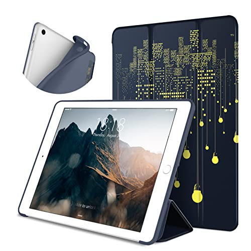 DTTO Schutzhülle für iPad 9.7 2018 iPad 6. Generation/2017 iPad 5. Generation, Slim Fit, leicht, Smart Cover mit weicher TPU-Rückseite für iPad 9.7 2018/2017 [Auto Sleep/Wake] – City Lights von DTTO