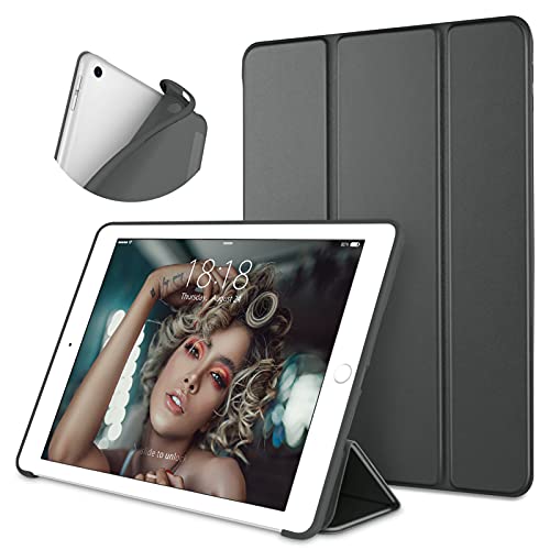 DTTO iPad 9.7 Hülle für 6. / 5. Generation (2018/2017) – Slim Fit Lightweight Smart Cover mit weicher TPU-Rückseite, Auto Sleep/Wake – Dunkelgrau von DTTO