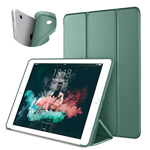 DTTO Schutzhülle für iPad Air 1. Edition (nicht für iPad Air 2 und Air 3), ultradünn, leicht, dreifach faltbar, mit flexibler weicher TPU-Rückseite, automatische Sleep/Wake-Funktion, Mitternachtsgrün von DTTO