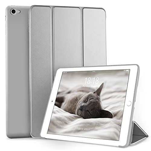 DTTO Schutzhülle für iPad Air 2 (Modell A1566/A1567), ultradünn, leicht, dreifach faltbarer Ständer mit flexibler weicher TPU-Rückseite für Apple iPad Air 2 (Modell A1566/A1567), Grau von DTTO
