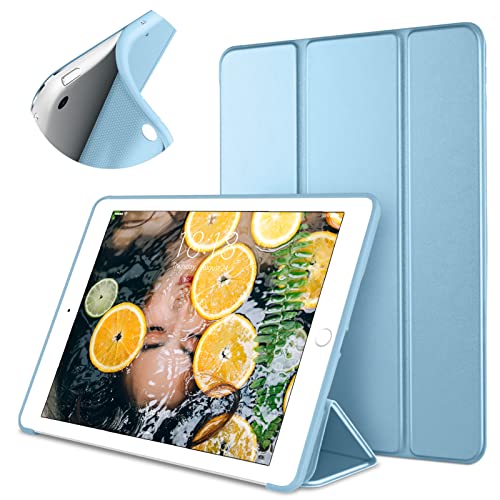 DTTO Schutzhülle für iPad Mini 3 / 2 / 1, ultradünn, leicht, dreifach faltbar, mit flexibler weicher TPU-Rückseite, für Apple Mini, Mini 2, Mini 3 [Auto Sleep/Wake] (Himmelblau) von DTTO