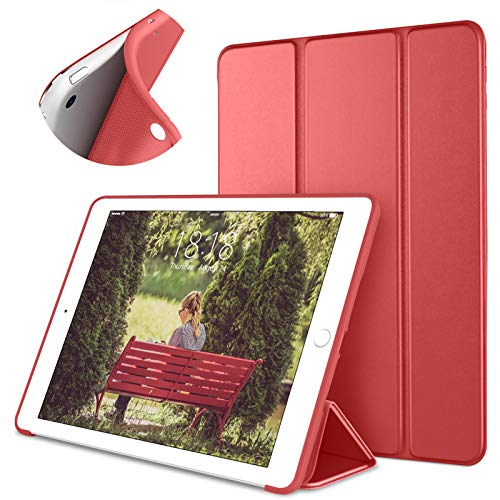 DTTO Schutzhülle für iPad Mini 3 / 2 / 1, ultradünn, leicht, dreifach faltbar, mit flexibler weicher TPU-Rückseite, für iPad Apple Mini, Mini 2, Mini 3 [automatische Sleep/Wake], Rot von DTTO