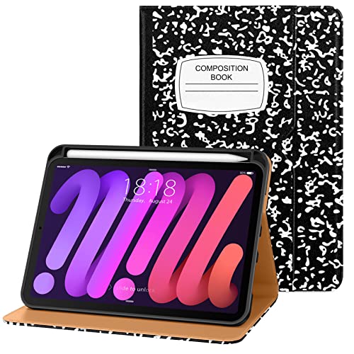 DTTO Schutzhülle für iPad Mini 6. Generation, 20.3 cm (8.3 Zoll) 2021, Premium-Leder, Business-Folio, mit integriertem Apple-Stifthalter, automatischer Wake/Sleep- und mehreren Betrachtungswinkeln von DTTO