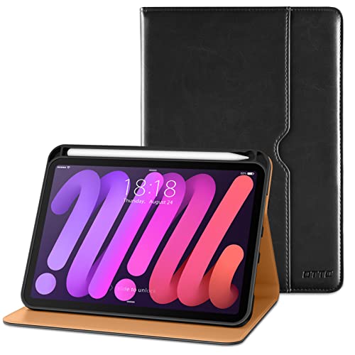 DTTO Schutzhülle für iPad Mini 6. Generation 2021 (8.3 Zoll) 2021, hochwertiges Leder, Standfunktion, automatische Wake-/Sleep-Funktion und mehreren Betrachtungswinkeln, Schwarz von DTTO