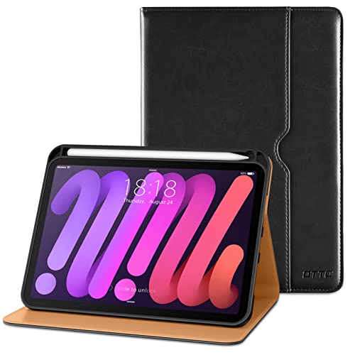 DTTO hülle für iPad mini 7. / 6. Generation 8,3 Zoll 2024/2021, Premium Leder Business Folio Stand Schutzhülle für iPad mini 7 (A17 Pro)/Mini 6 mit Stifthalter, mehrere Betrachtungswinkel, Schwarz von DTTO