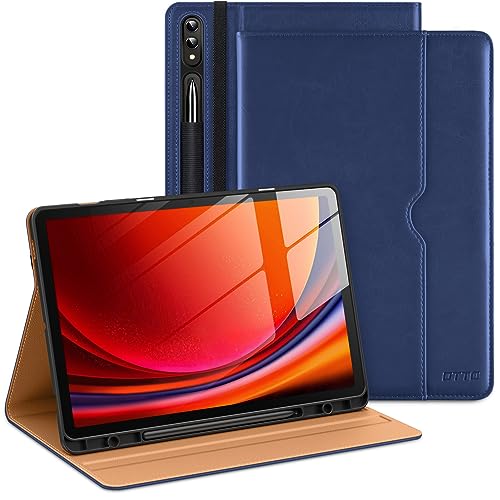 DTTO für Galaxy Tab S9 Plus Hülle 12,4 Zoll Tablet (SM-X810/X816B/X818U), Premium Leder Business Folio Cover mit S Pen Halter & Handschlaufe für Samsung Galaxy Tab S9+ / S9 Plus 2023, Marineblau von DTTO