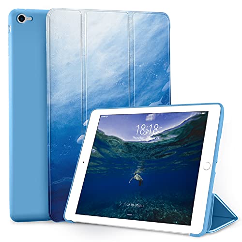 DTTO iPad Air 2 Hülle (2014 veröffentlicht), Ultra Slim Lightweight Smart Case Trifold Stand with Flexible Soft TPU Back Cover for Apple iPad Air 2 (Model A1566/A1567), Peace Sea von DTTO