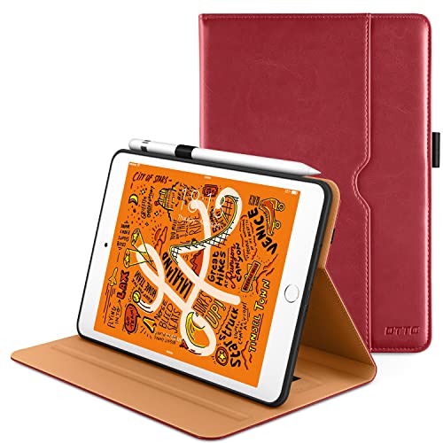 DTTO iPad Mini 5. Generation 2019 Hülle, [Noble Serie] Leder Folio Cover Case mit Apple Pencil Halter für iPad Mini 5 2019 [Auto Sleep/Wake], rot von DTTO