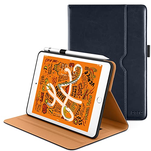 DTTO iPad Mini 5. Generation 2019 Hülle, [Noble Series] Leder Folio Cover Hülle mit Apple Pencil Halter für iPad Mini 5 2019 [Auto Sleep/Wake], Blau von DTTO