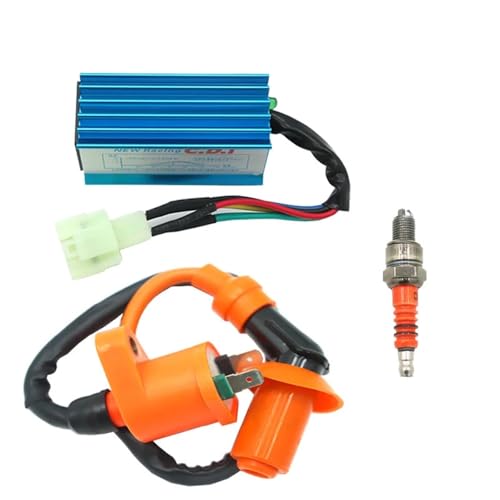DTYBJN Ignition Coil Motorrad Zündspule Racing AC CDI Zündkerze Für GY6 50cc 125cc 150cc Roller Zündungskabel(Blue a set) von DTYBJN
