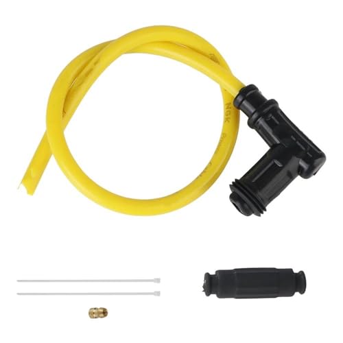 Ignition Coil Lridium Kabel Zündkerze Motorrad Lgnition Spule Universal Für Dirt Bike Racing Go Kart ATV Roller Moto Zündungskabel(90 angle Yellow) von DTYBJN