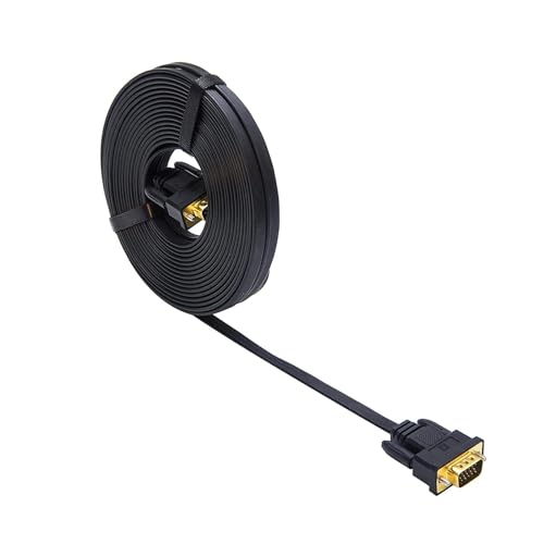 DTech 25 Fuß ultra dünnes flaches Computermonitor VGA Kabel Standard 15 poliger Stecker auf Stecker SVGA Draht 25 Fuß – Schwarz DTech 25 Fuß ultra dünnes flaches Computermonitor VGA Kabel Standard 15 poliger Stecker auf Stecker SVGA Draht 25 Fuß – Schwarz von DTech