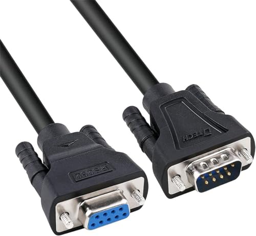 DTECH DB9 RS232 Serielles Kabel Stecker-Buchse-Verlängerung Nullmodemkabel Kreuz TX/RX-Leitung für Daten kommunikation (2 m, schwarz) von DTECH