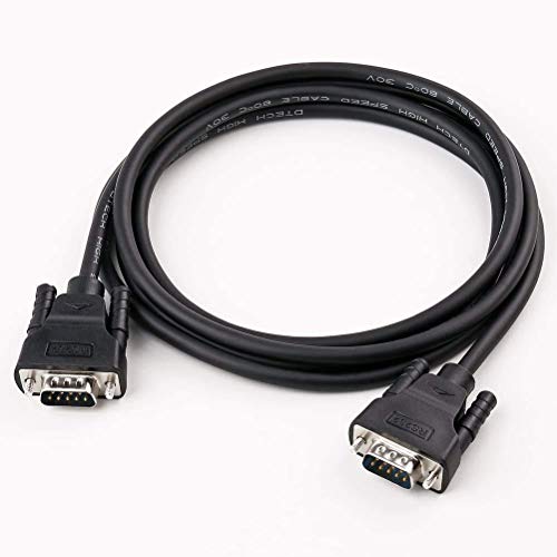 DTECH DB9 RS232 Serienkabel Stecker zu Stecker Null Modemkabel Volle Handshake 7 Draht Frequenzweiche für die Datenkommunikation (1,5m, schwarz) von DTECH