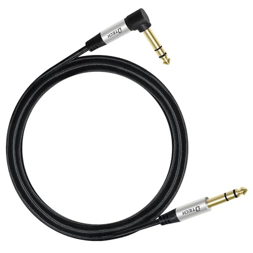 DTech E-Gitarrenkabel TRS 1/4 Instrumentenkabel Aux rechtwinkliger symmetrischer Stereo-Klinkenstecker Viertelzoll 6,35 mm (1.5M right angle) von DTech