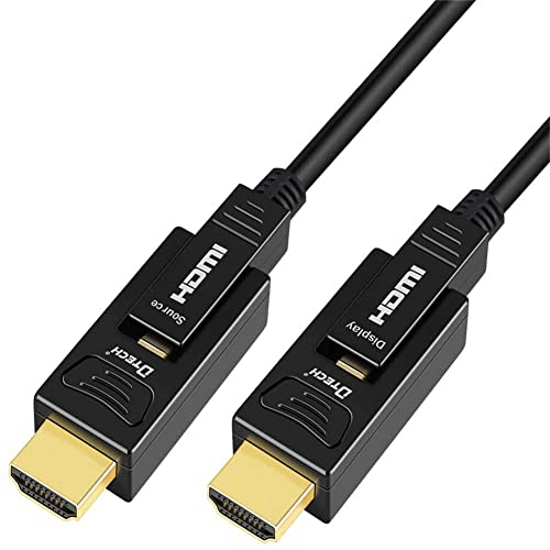 DTECH HDMI Glasfaser Kabel 46 m 4K 60Hz 444 422 420 Chroma Subsampling 18 Gbit/s High Speed mit Dual Micro HDMI und Standard HDMI Anschluss(schwarz, 150Fuß) von DTECH