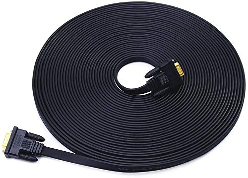 DTech VGA zu VGA Kabel 65ft extra langes 15poliges flaches SVGA Kabel von Stecker zu Stecker für Computer zur Überwachung von Full HD Videos (20 Meter, schwarz) von DTech