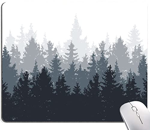 Mauspad, Wald-Mauspad, quadratisches, wasserdichtes Mauspad, rutschfeste Gummiunterseite, Mauspads für Büro, Laptop, 24,1 x 20,1 x 0,3 cm (Aquarellwald) von DUADELI