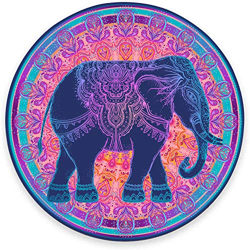 Rundes Mauspad, Mandala-Elefanten-Mauspad, buntes Tier, Gaming-Mauspad, wasserdicht, rund, kleines Mauspad, rutschfeste Gummiunterseite, Mousepads für Büro, Zuhause, Laptop, Reisen, 20,1 x 0,3 cm von DUADELI