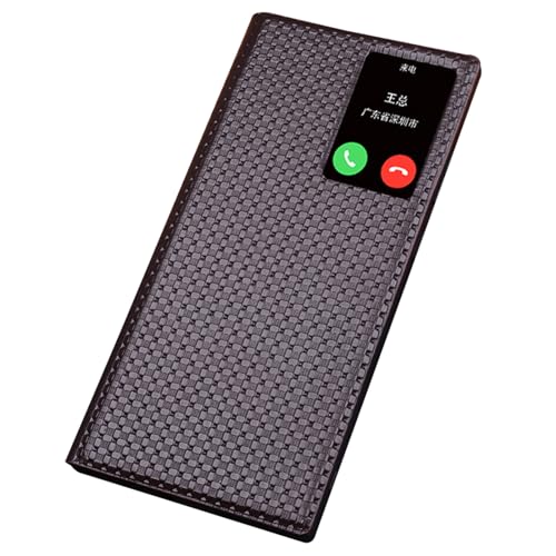 DUANCL Lederhülle für Samsung Galaxy S24ultra, Fingertipp, transparentes Fenster, luxuriöses Rindsleder, Klappetui, Ganzkörperschutz, Braun von DUANCL