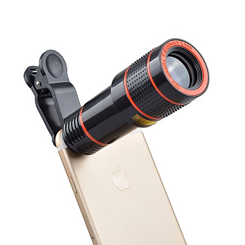 12X Handy Teleobjektiv, Telefon-Kamera-Objektiv-Set, Universelles optisches Teleskop-Kameraobjektiv mit universeller Klemme für X 8 7 Plus Samsung Galaxy S8 7 Huawei & Die meisten Smartphones von DUBENS