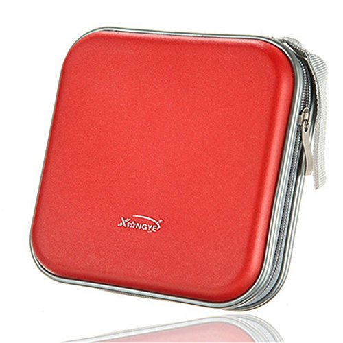 DUBENS 40 Disc CD DVD VCD DJ Storage Media Holder Case Box Tasche Tragetasche, Aufbewahrung Hülle Etui Hart Gehäuse (Rot) von DUBENS