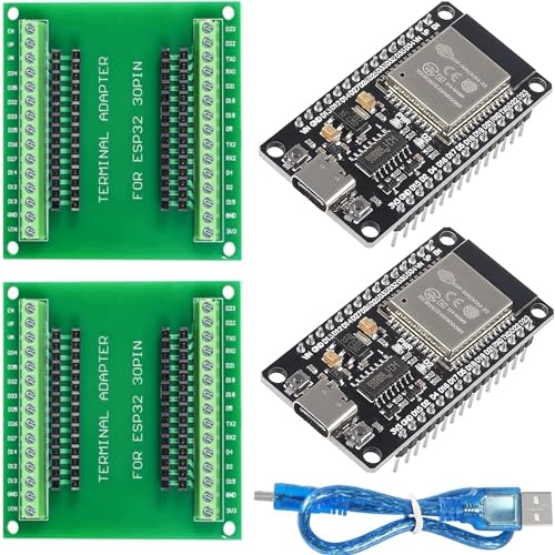 DUBEUYEW 2pcs Typ-C USB ESP32S ESP32 CH340 30Pin Development Board 2.4GHz Dual-Mode WiFi+ Bluetooth Dual Cores Mikrocontroller Prozessor, mit Zwei Breakout Board und einem Typ-C Datenkabel DUBEUYEW 2pcs Typ-C USB ESP32S ESP32 CH340 30Pin Development Board 2.4GHz Dual-Mode WiFi+ Bluetooth Dual Cores Mikrocontroller Prozessor, mit Zwei Breakout Board und einem Typ-C Datenkabel von DUBEUYEW