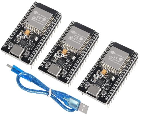 DUBEUYEW 3PCS Type-C USB ESP32 CP2102 Carte de Développement WiFi + Microcontrôleur Bluetooth Carte ESP32S Double Cœur ESP-WROOM-32 Version étroite 38 broches Avec un Câble de Données de Type C von DUBEUYEW