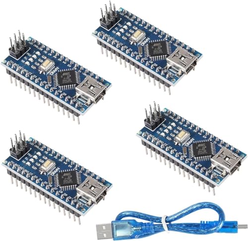 DUBEUYEW 4 Stück Nano-Modul gelötet, Nano-Board CH340-Chip, 5 V 16 MHz für Arduino, mit einem Mini-USB-Micro-Kabel von DUBEUYEW