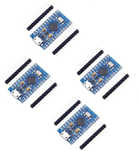 DUBEUYEW 4PCS Pro Micro Atmega32U4 5V 16MHz Bootloadered IDE Micro USB Pro Micro Development Board Mikrocontroller Kompatibel mit Pro Micro Serial Connection mit Pin Header von DUBEUYEW