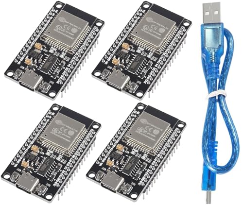 DUBEUYEW 4PCS Type-C ESP32S ESP32 ESP-WROOM-32 CH340 Entwicklungsboard 2.4GHz Dual-Mode WiFi+ Bluetooth Dual Cores Mikrocontroller Prozessor, mit einem Type-C Datenkabel von DUBEUYEW