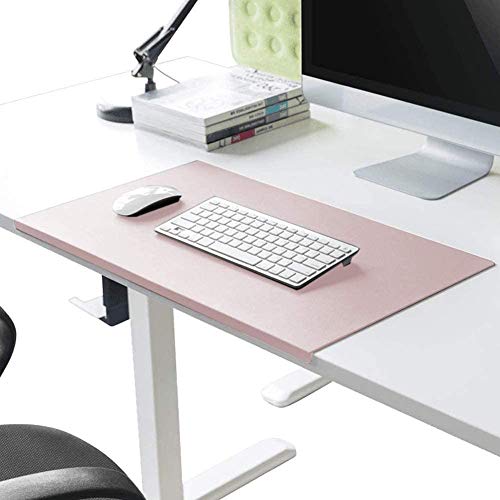 Schreibtischunterlage mit Kantenschutz gewinkelt / 90° abgewinkelt Rutschfeste Weichem Leder Schreibunterlage Mausunterlage für Büro Hause Office Laptop PC Pad, 100 x 50 cm, Rosa von DUCHEN