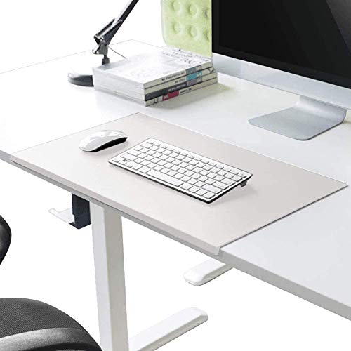 Schreibtischunterlage mit Kantenschutz gewinkelt / 90° abgewinkelt Rutschfeste Weichem Leder Schreibunterlage Mausunterlage für Büro Hause Office Laptop PC Pad, 100 x 50 cm, Weiß von DUCHEN
