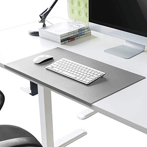 Schreibtischunterlage mit Kantenschutz gewinkelt / 90° abgewinkelt Rutschfeste Weichem Leder Schreibunterlage Mausunterlage für Büro Hause Office Laptop PC Pad, 60 x 40 cm, Grau von DUCHEN