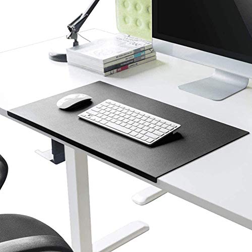 Schreibtischunterlage mit Kantenschutz gewinkelt / 90° abgewinkelt Rutschfeste Weichem Leder Schreibunterlage Mausunterlage für Büro Hause Office Laptop PC Pad, 60 x 40 cm, Schwarz von DUCHEN