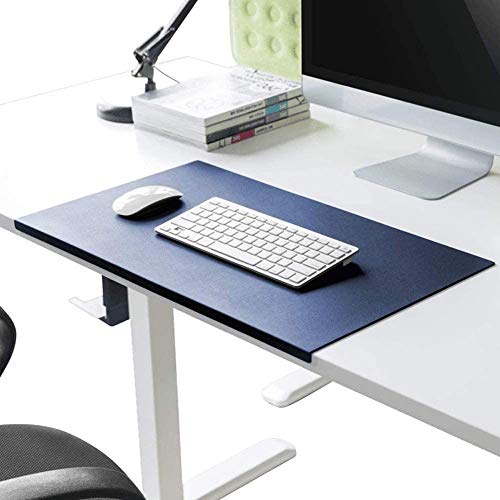 Schreibtischunterlage mit Kantenschutz gewinkelt / 90° abgewinkelt Rutschfeste Weichem Leder Schreibunterlage Mausunterlage für Büro Hause Office Laptop PC Pad, 80 x 40 cm, Dunkelblau von DUCHEN