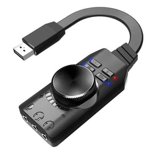 USB-Sound-Adapter - Virtueller 7.1-Surround-Sound Aux auf USB mit Lautstärkeregelung | 3,5-mm-USB-Audioschnittstelle, universeller USB-Headset-Adapter für Kopfhörer, Laptop, Desktop Dudok von DUDOK