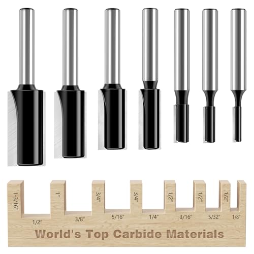 DUDUXI 7-teiliges gerader Fräser-Bit-Set, 1/4-Zoll-Schaft, Doppelrillen-Dado-Fräser-Bist, Schnittdurchmesser 0,3 cm, 5/32 Zoll, 3/16 Zoll, 1/4 Zoll, 5/16 Zoll, 3/8 Zoll, 1/2 Zoll, verschleißfest und DUDUXI 7-teiliges gerader Fräser-Bit-Set, 1/4-Zoll-Schaft, Doppelrillen-Dado-Fräser-Bist, Schnittdurchmesser 0,3 cm, 5/32 Zoll, 3/16 Zoll, 1/4 Zoll, 5/16 Zoll, 3/8 Zoll, 1/2 Zoll, verschleißfest und von DUDUXI