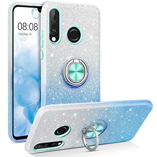 DUEDUE Huawei P30 Lite Hülle Glitzer, Huawei P30 Lite Handyhülle Silikon Slim Case Cover Kratzfest Hülle für Huawei P30 Lite/Huawei P30 Lite New Edition Blau von DUEDUE