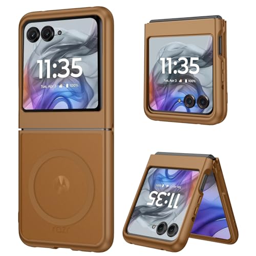 DUEDUE Magnetische Schutzhülle für Motorola Moto Razr 2024 [kompatibel mit MagSafe], zweilagig, kratzfest, stoßfest, dünn, Schutzhülle für Motorola Razr 2024 17,5 cm (6,9 Zoll), Wüstenbraun von DUEDUE
